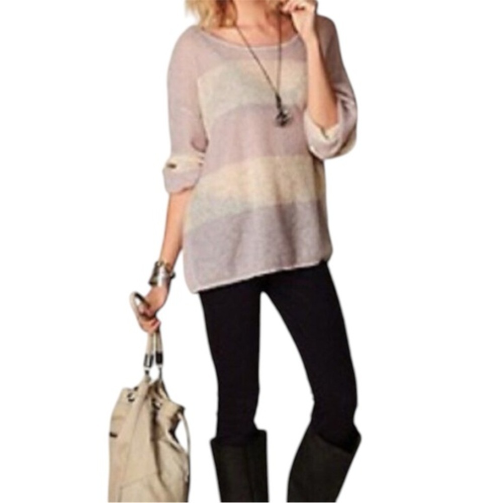 Free People Light Lavender and Cream Sweater 0077